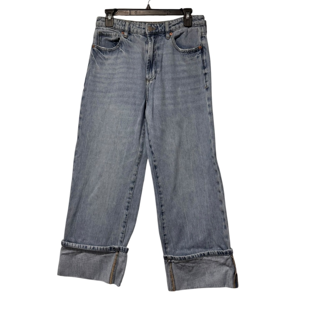 Dear John Women's Light Wash Wide Leg Cropped Cuffed Denim Jeans Size 28 - Picture 2 of 14
